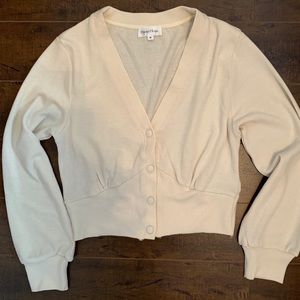 Privacy please cream button up cardigan